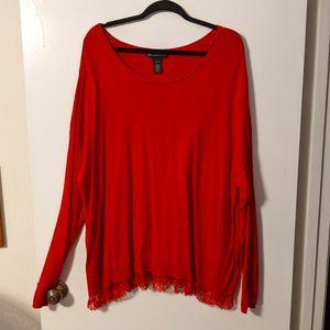 Red Lace Trimmed Sweater SZ 26/28